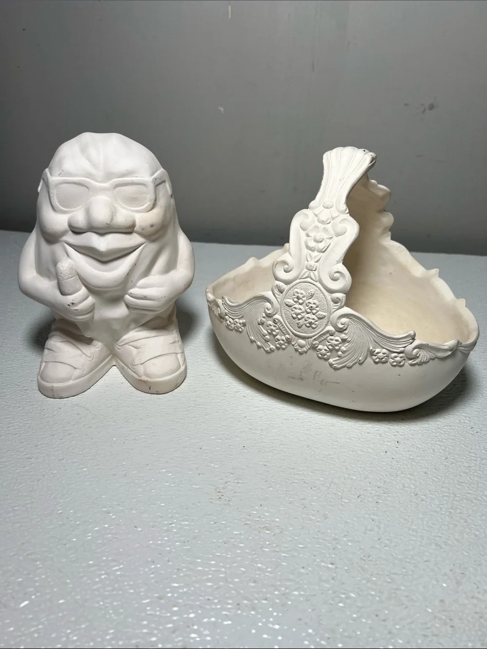 Vintage 1988 Porcelain Craft Items to Paint Grape and Basket